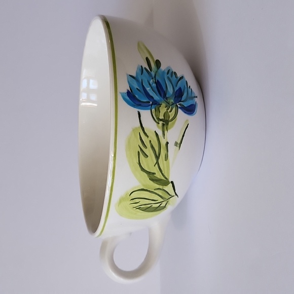 Genuine Ironstone Ware Hand Painted Blue Flowers Coffee Cup Soup Mug Japan - Picture 3 of 12
